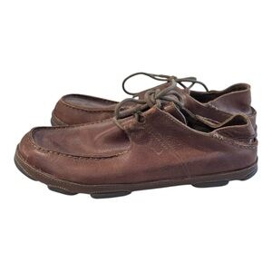 Olukai Nalukai‎ Brown Leather Tie On Loafer Men's Shoe 9.5M